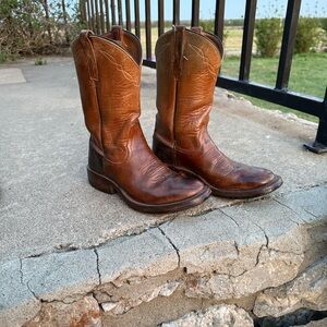 Rios of Mercedes Men's Cognac Brown Leather Western Cowboy Boots
